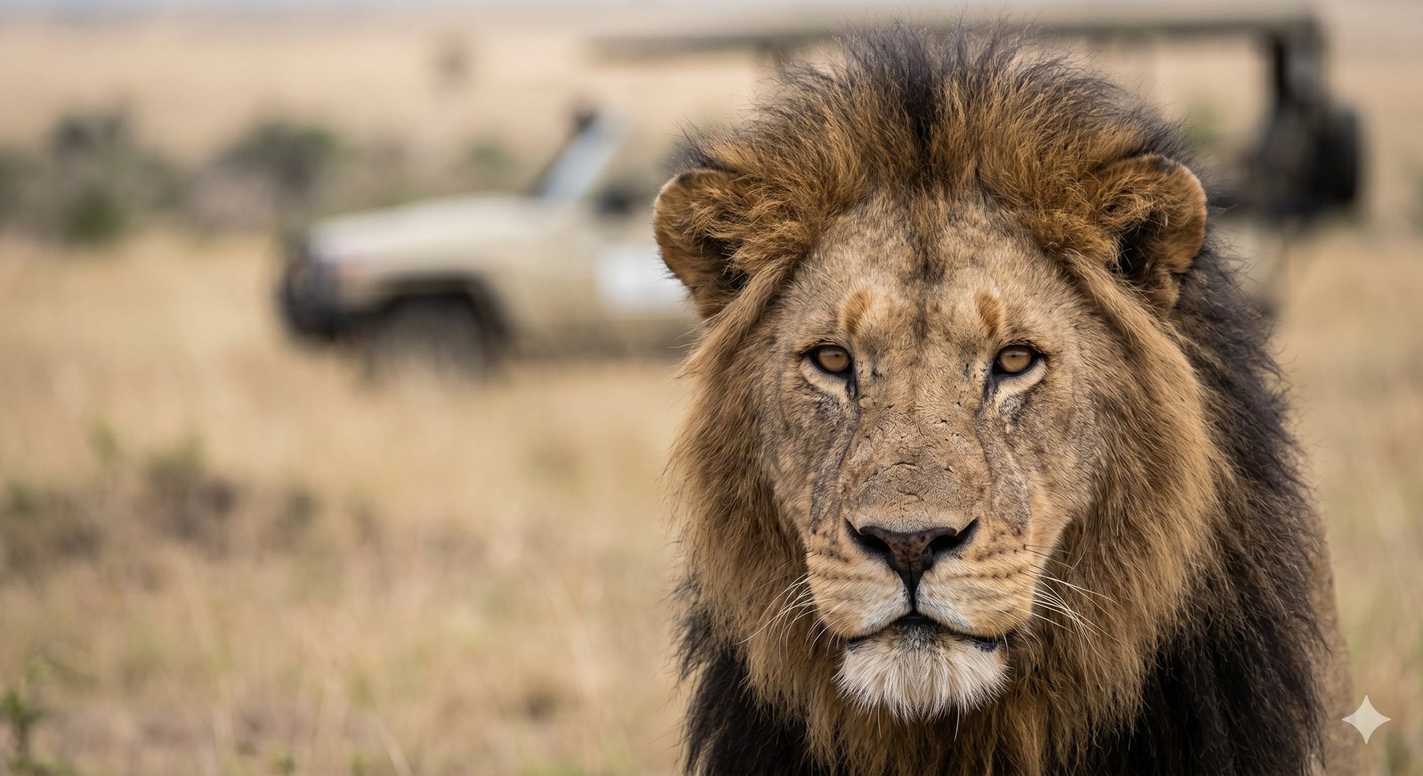 Male lion at golden hour, Serengeti
